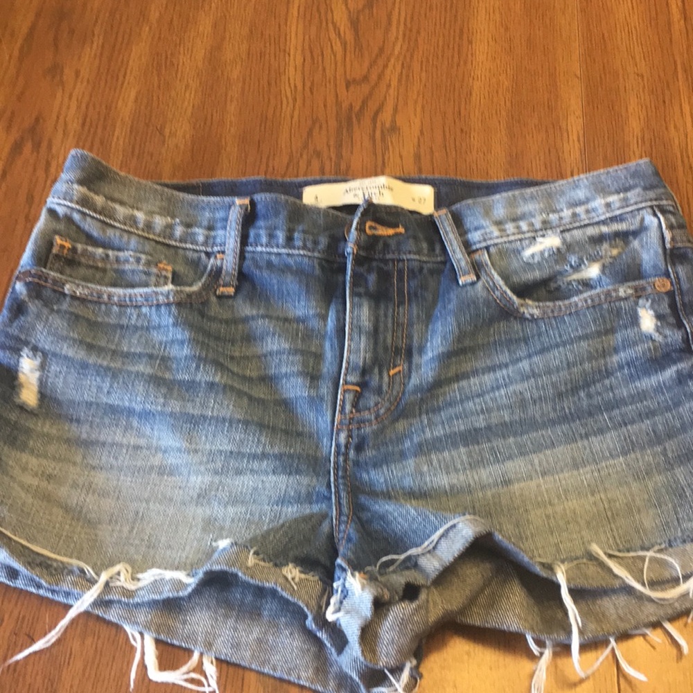 Denim shorts.